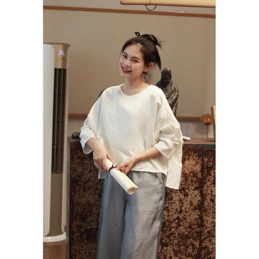 【线上专属】宽松套头衫（19708582-白色） 商品图1