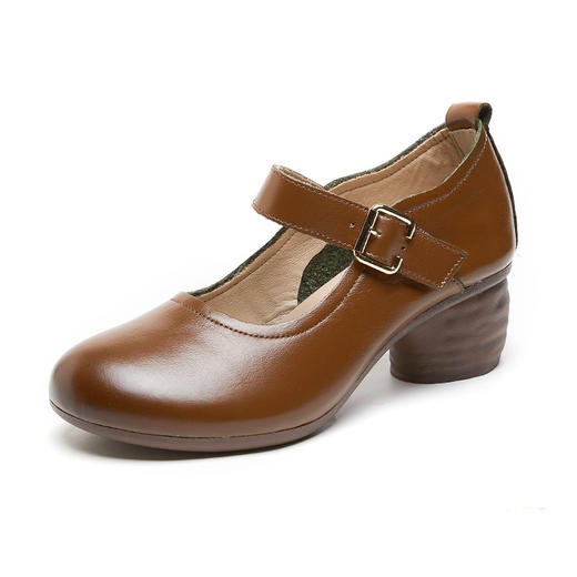 妈妈鞋春秋复古单鞋，软底中老年舒适粗跟女鞋老年皮鞋跳舞鞋JY-229 商品图6