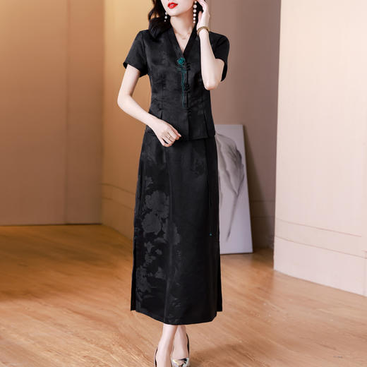 妈妈装时尚复古优雅喜婆婆婚宴装衬衫半身裙两件套AHM-blx9533 商品图2