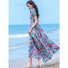 DD-印花雪纺连衣裙女2023新款夏季气质修身显瘦短袖到脚踝大摆长裙子 商品缩略图2