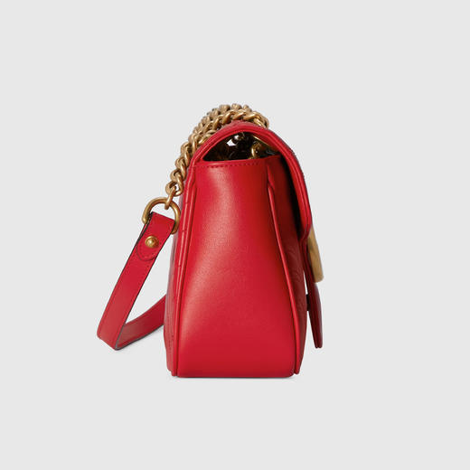 GUCCI 古驰 女士 GG Marmont系列 绗缝V型皮革小号肩背包 红色 443497 AABZC 6832 商品图1