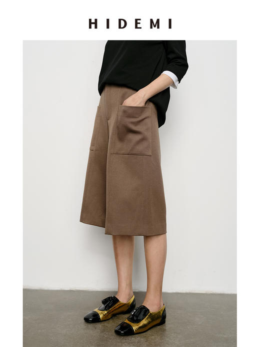 HIDEMI 显瘦极简中低腰中装感直筒中裤 卡其色/墨绿色/黑色 商品图0