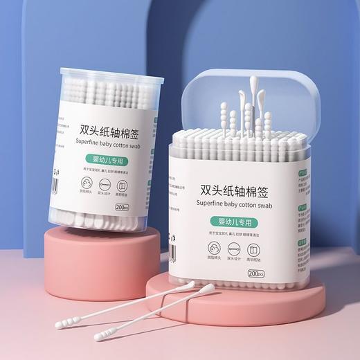 婴儿棉签耳勺掏耳鼻屎儿童婴幼新生儿宝宝专用超细小勺头棉棒盒装 商品图9