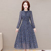 时尚气质长款高腰A字裙，蓝色碎花连衣裙QYM-KED-19808 -Y 商品缩略图0