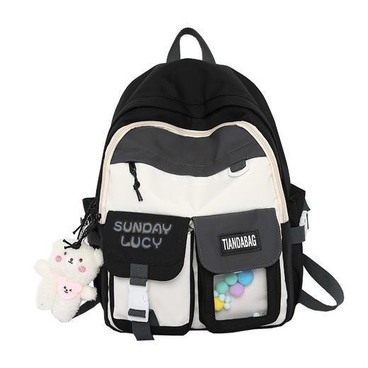 【韩版书包❗️新款大容量双肩包】春夏潮校园原宿风，外观简约却耐看，内部设计合理，多功能分层，轻松装下各种文具和书籍，适合初中高中生使用，是你上学的常备良品。开学季常备开学季六一儿童节礼物 商品图7