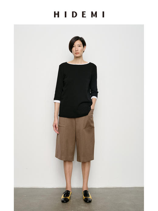 HIDEMI 显瘦极简中低腰中装感直筒中裤 卡其色/墨绿色/黑色 商品图7
