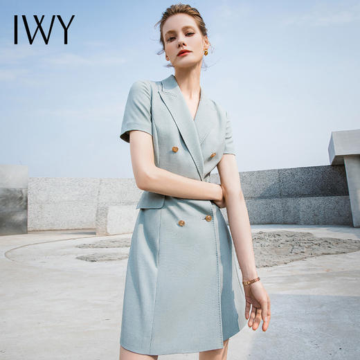 IWY/新款高端主持人上镜正装连衣裙女夏季短袖工作服A型232023Q1+232023D1 商品图2