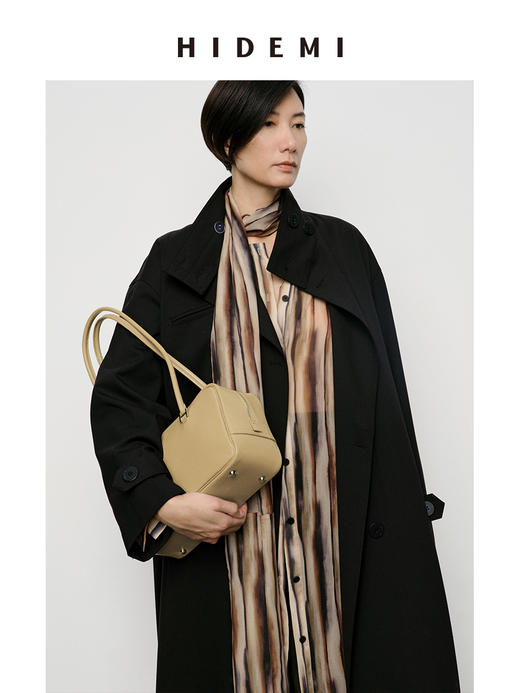 HIDEMI 牛皮波士顿两用包 可手提可腋下肩背/奶茶色 商品图1