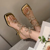 JM水钻细跟仙女凉鞋2023高跟新款夏天网红时尚一字扣蝴蝶结凉鞋女 商品缩略图1