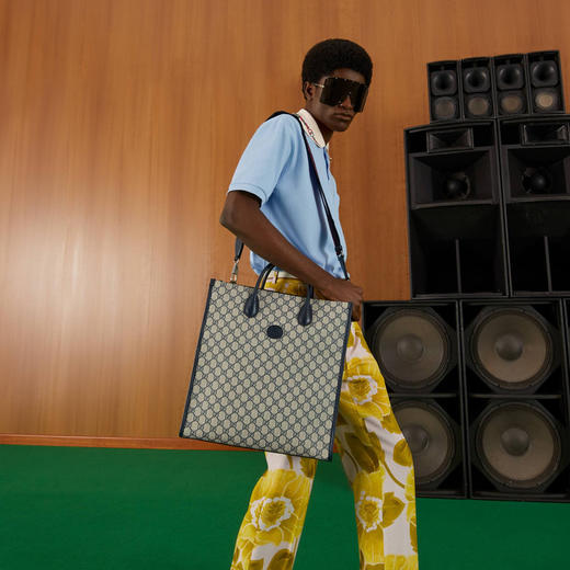 GUCCI 古驰 男士 GG Supreme帆布 互扣式双G中号托特包 混色 674155 9C2VN 4076 商品图3