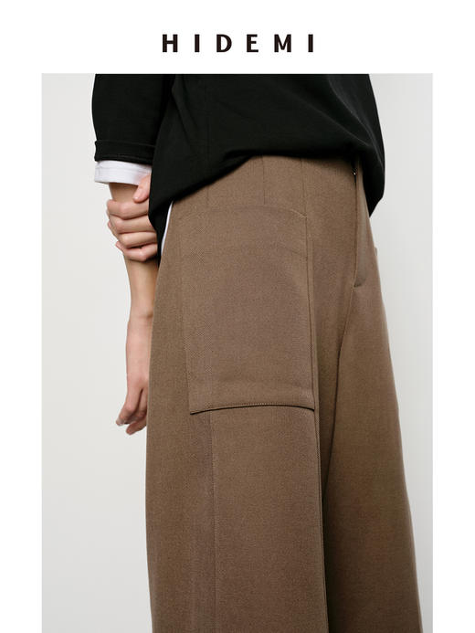 HIDEMI 显瘦极简中低腰中装感直筒中裤 卡其色/墨绿色/黑色 商品图11