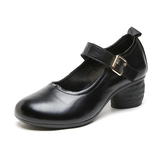 妈妈鞋春秋复古单鞋，软底中老年舒适粗跟女鞋老年皮鞋跳舞鞋JY-229 商品图5