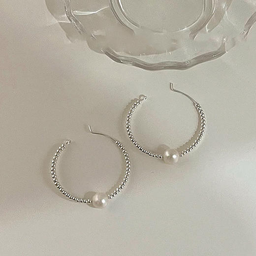 【刘亦菲珍珠耳圈】去有风的地方许红豆同款圆珠耳环 显气质圆圈耳扣优雅显气质 商品图2