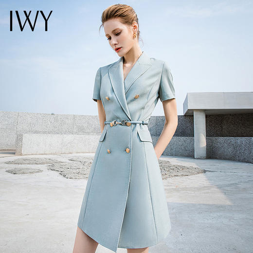 IWY/新款高端主持人上镜正装连衣裙女夏季短袖工作服A型232023Q1+232023D1 商品图3
