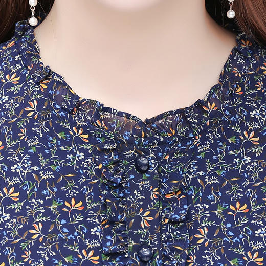 时尚气质长款高腰A字裙，蓝色碎花连衣裙QYM-KED-19808 -Y 商品图3