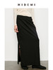HIDEMI 极简抽绳设计感口袋H型开衩斜纹缎面半身裙 商品缩略图0