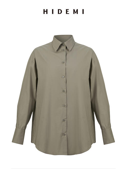 HIDEMI 经典极简廓形款水洗棉衬衫 砖红色/黑色/海鸥灰绿/浅豆绿 商品图12
