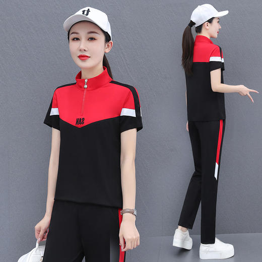 2023新款薄款休闲短袖时尚洋气冰丝运动套装QB-TL2360 商品图2