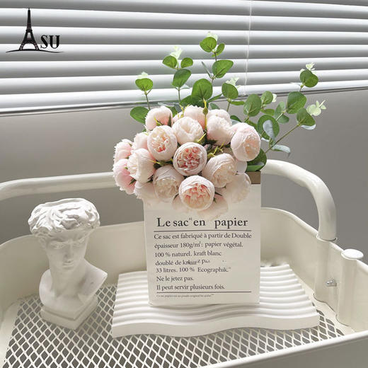 阿素 仿真山茶花花束摄影拍照道具客厅房间室内摆件氛围感装饰品 商品图0