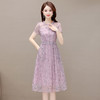 DD-碎花连衣裙女2023年夏季新款洋气中长裙短袖口袋打底裙A字裙 商品缩略图1
