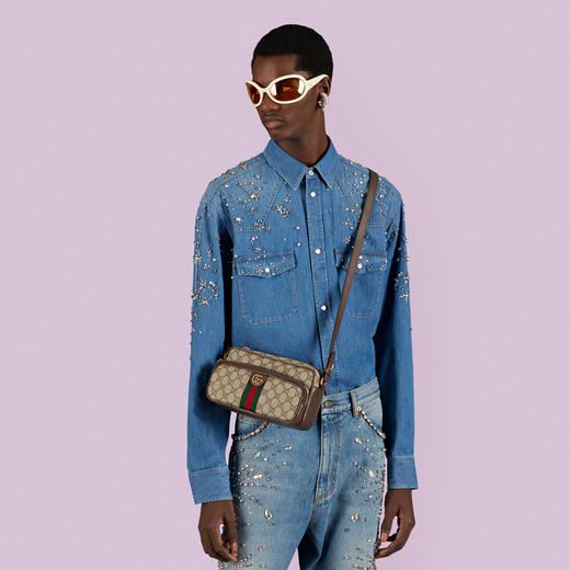 【二】GUCCI 古驰 男士 Ophidia系列 GG Supreme帆布小号邮差包 混色 723312 96IWT 8745 商品图3