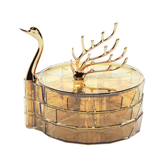 【天鹅之梦桌面首饰盒】 自主设计  大容量耳钉耳环首饰珠宝收纳盒 三层区域分块收纳清晰可见 商品图7