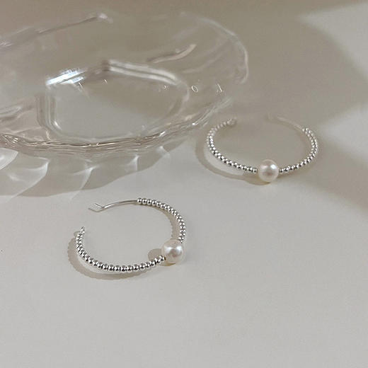 【刘亦菲珍珠耳圈】去有风的地方许红豆同款圆珠耳环 显气质圆圈耳扣优雅显气质 商品图3