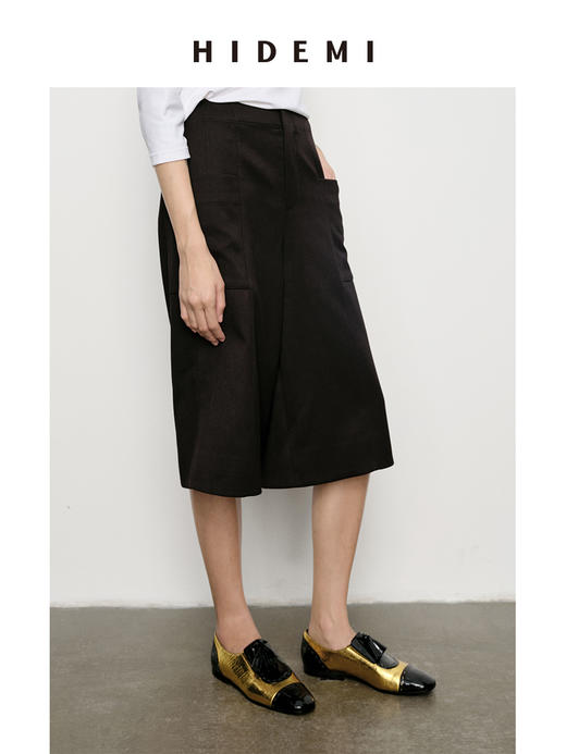 HIDEMI 显瘦极简中低腰中装感直筒中裤 卡其色/墨绿色/黑色 商品图4