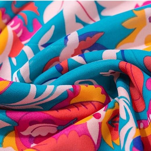 DD-印花雪纺连衣裙女2023新款夏季气质修身显瘦短袖到脚踝大摆长裙子 商品图5