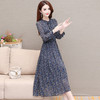 时尚气质长款高腰A字裙，蓝色碎花连衣裙QYM-KED-19808 -Y 商品缩略图1