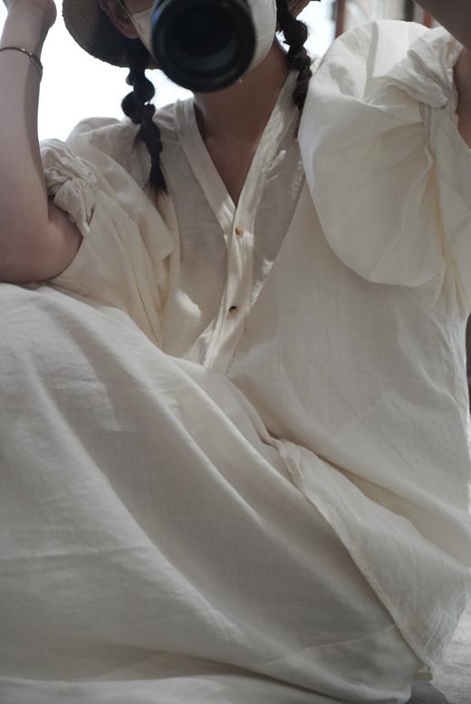 elsa esturgie 奶白结袖衬衫上衣 商品图2