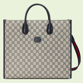 GUCCI 古驰 女士 GG Supreme帆布 互扣式双G中号托特包 混色 674148 9C2VN 4076