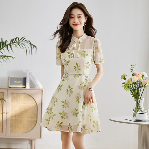 国风新中式，盘扣旗袍改良时尚显瘦连衣裙HR-CPYY2378-1 商品图6