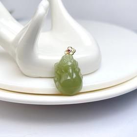 S925和田玉吊坠-青黄口貔貅