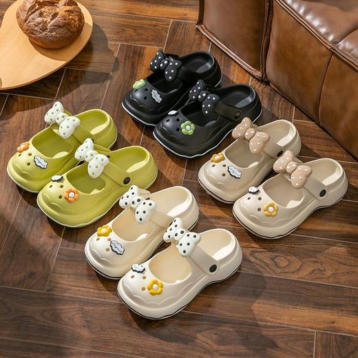 踩屎感包头洞洞鞋女士外穿厚底增高卡通蝴蝶结防滑高跟凉拖鞋女夏 商品图9