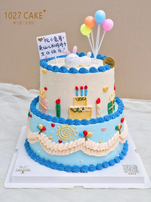1027CAKE | ins 复古风格  双层 手绘蛋糕 商品图0