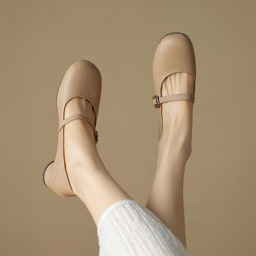 时尚简约，头层羊皮真皮浅口圆头一字带玛丽珍单鞋SSS-S5598 商品图7