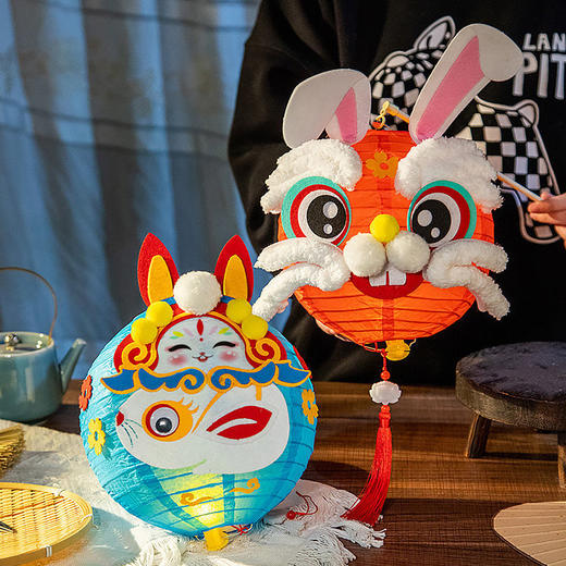 灯笼2023新款中秋节手工diy材料古风兔子花灯国庆节儿童手提挂饰 商品图1