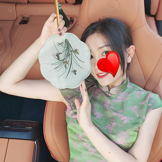 中国古风文艺透明刺绣团扇古典汉服旗袍舞蹈扇八瓣圆形绣花团扇 商品图7