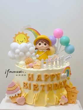 「女孩」背包女孩   黄衣小女孩蛋糕