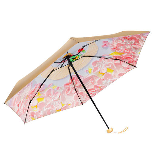 【油画金胶遮阳伞】迷你五折伞防晒防紫外线UPF50+  立体油画伞超轻口袋伞晴雨伞 商品图3