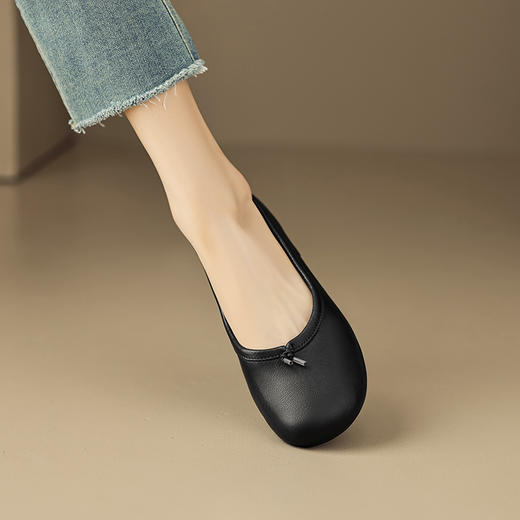 纯色简约，超软超舒适里外全皮平底单鞋LGYZ-327-3 商品图3