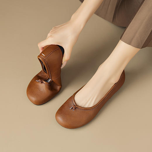 纯色简约，超软超舒适里外全皮平底单鞋LGYZ-327-3 商品图13