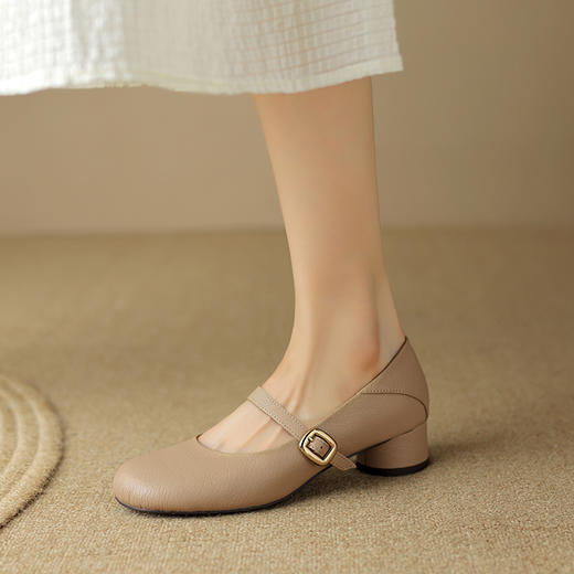 时尚简约，头层羊皮真皮浅口圆头一字带玛丽珍单鞋SSS-S5598 商品图6