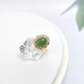 S925碧玉戒指-花边蛋面