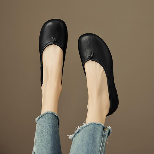 纯色简约，超软超舒适里外全皮平底单鞋LGYZ-327-3 商品图1