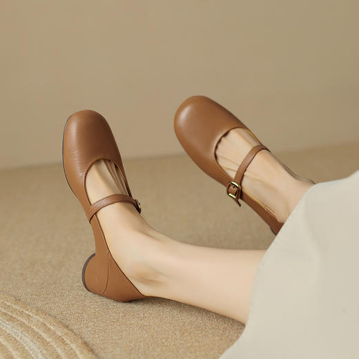 时尚简约，头层羊皮真皮浅口圆头一字带玛丽珍单鞋SSS-S5598 商品图4