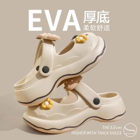 踩屎感包头洞洞鞋女士外穿厚底增高卡通蝴蝶结防滑高跟凉拖鞋女夏