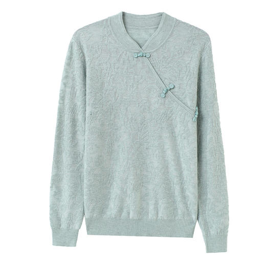 立领长袖上衣秋装女，新款针织衫旗袍扣妈妈蕾丝毛衣打底衫洋气CC-9506 商品图4