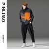 PINLI品立秋季新款男士黑色上衣连帽拼接套头卫衣B233109013 商品缩略图1